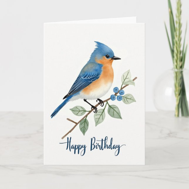Carte d'art d'oiseau perché joyeux (Devant)