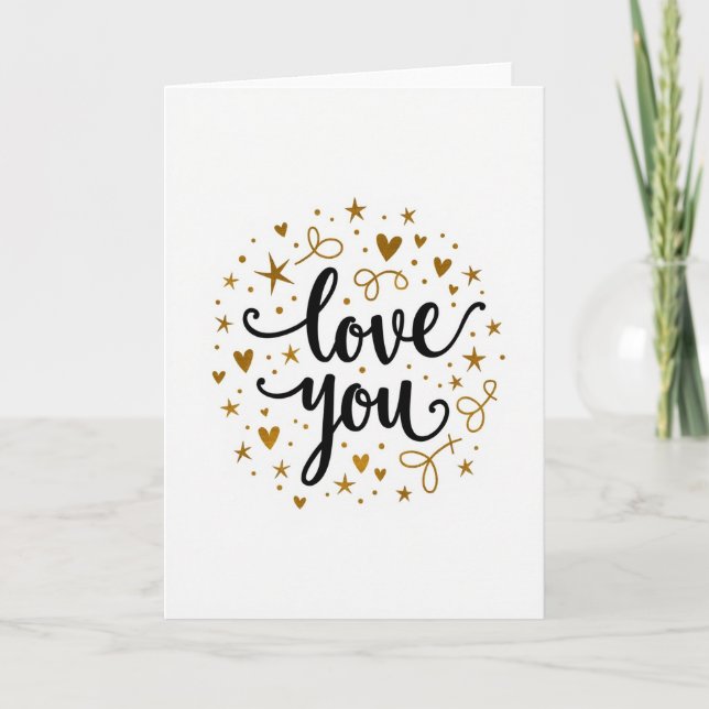 Carte d'art dorée Love You (Devant)
