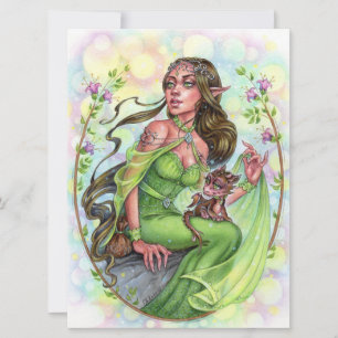 Carte d'art Dragonling Elves Imaginaire Fairytale