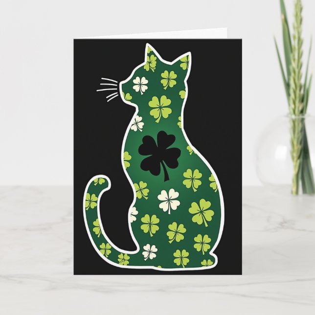 Carte d'art du chat chanceux Shamrock (Devant)