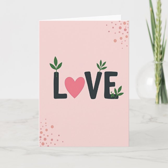 Carte d'art du cœur de rose d'amour (Devant)