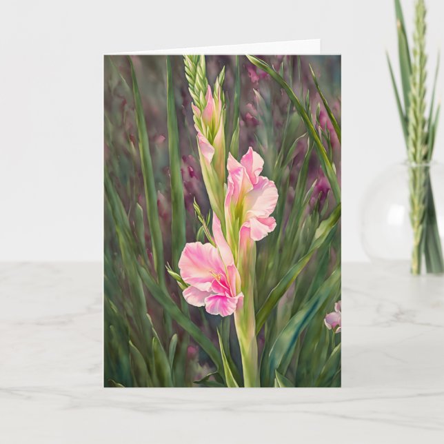 Carte d'art du Jardin de Gladiolus rose (Devant)