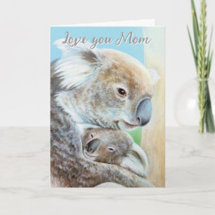 Carte d'art du jour de la mère "Le câlin Koala"
