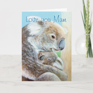 Carte d'art du jour de la mère "Le câlin Koala"