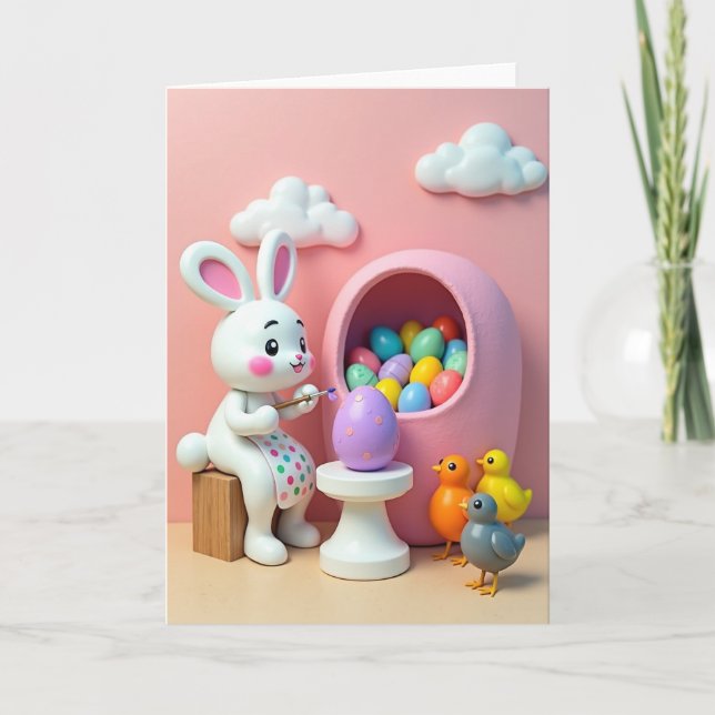 Carte d'art du lapin à pois (Devant)