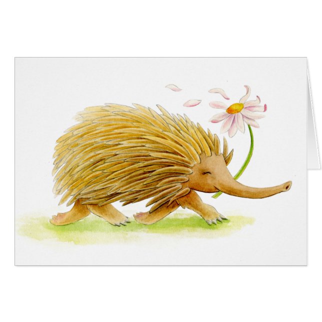Carte d'art Echidna whimna animal watercolor (Devant horizontal)
