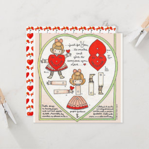 Carte d'art en papier Valentine vintage