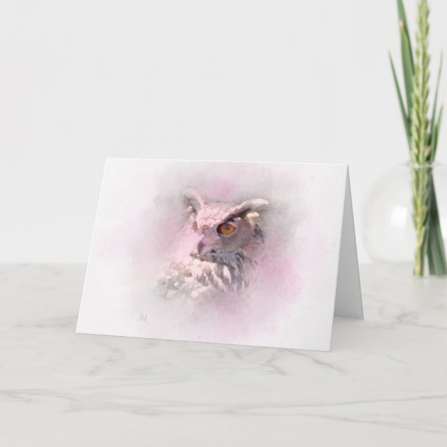 Carte d'art faunique de la Chouette à cornes (Devant)