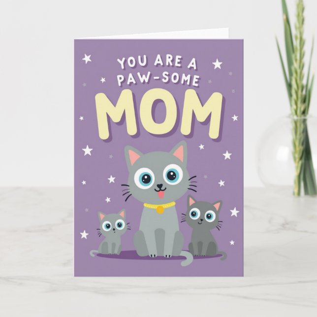 Carte d'art félin pour mamans formidables (Devant)