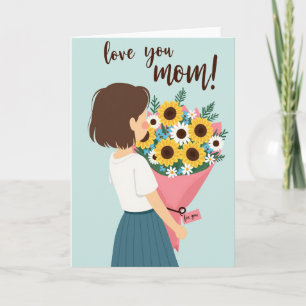 Carte d'art floral Je t'aime maman