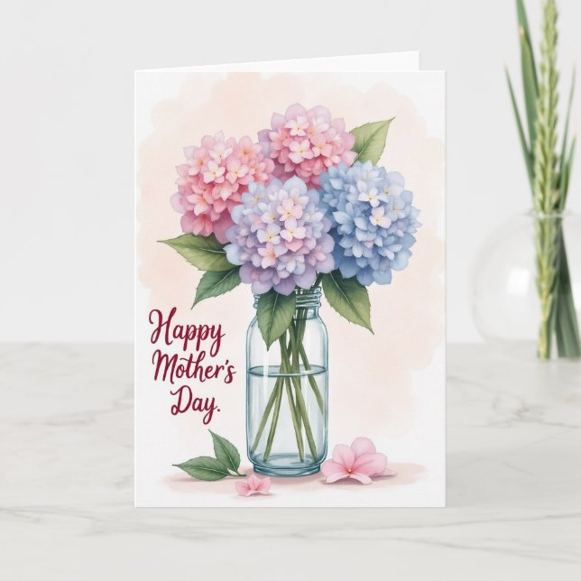 Carte d'art floral rose et bleu (Devant)