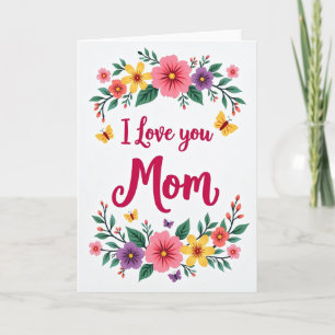 Carte d'art florale 'Je t'aime maman'
