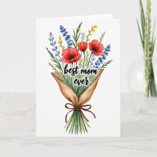 Carte d'art florale pour la meilleure maman