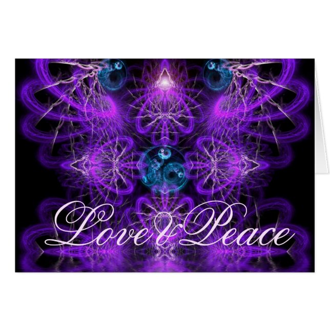 Carte d'art fractale Love Peace (Devant horizontal)