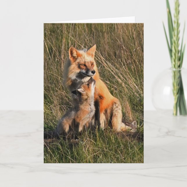 Carte d'art Frameable Daddy et Baby Fox (Devant)