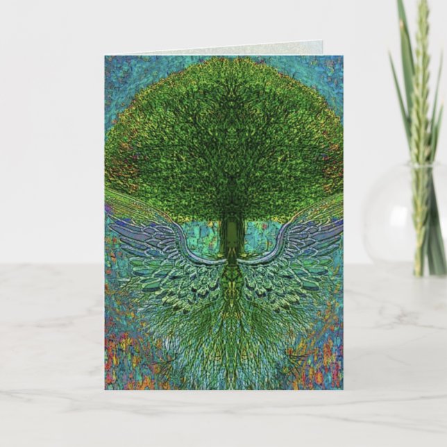 Carte d'art graphique avec des ailes d'ange et un  (Devant)