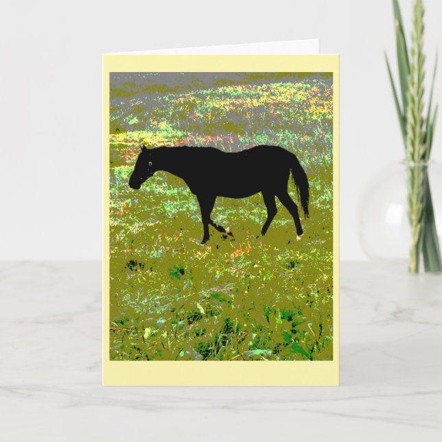 carte d'art graphique de cheval noir (Devant)