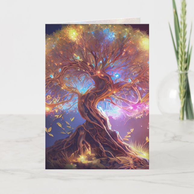 Carte d'art graphique de l'Arbre de Vie et d'Amour (Devant)