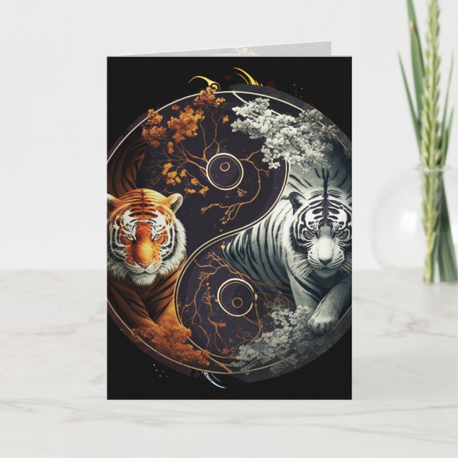 Carte d'art graphique du yin yang du tigre (Devant)