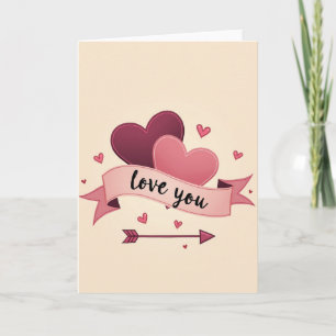 Carte d'art graphique Love You Hearts