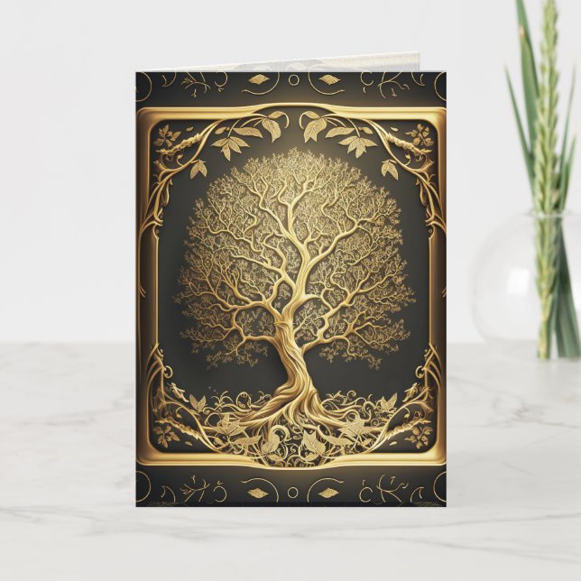 Carte d'art graphique ornée de l'arbre d'or de la  (Devant)