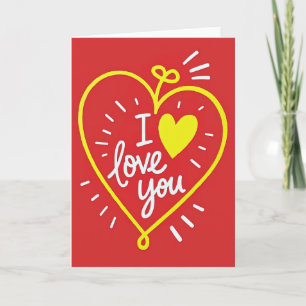 Carte d'art jaune cœur Je t'aime