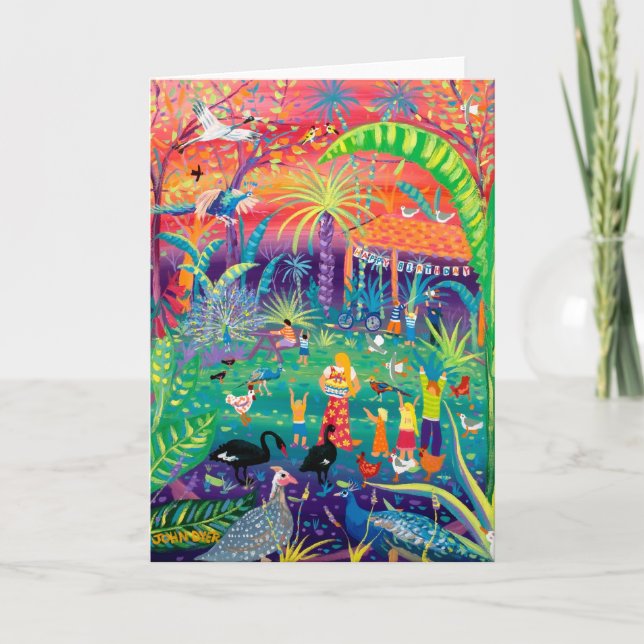 Carte d'art : Joyeuse journée des oiseaux au zoo.J (Devant)