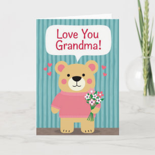 Carte d'art Love You Grand-mère Ours