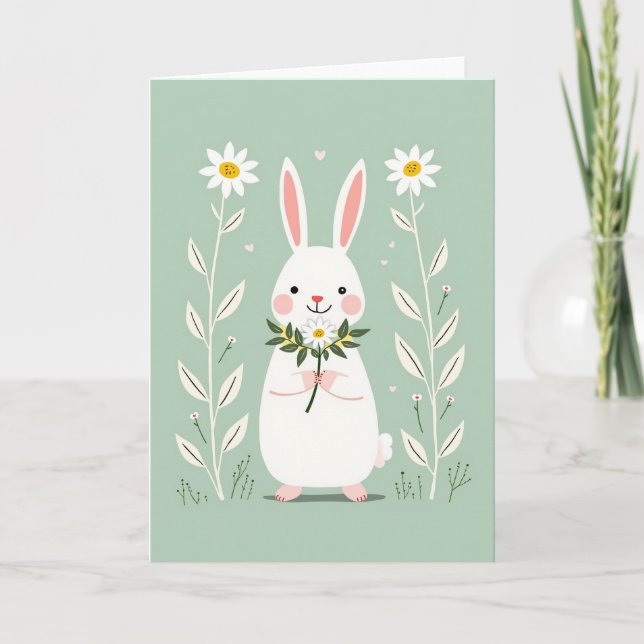 Carte d'art mignonne de lapin Daisy (Devant)