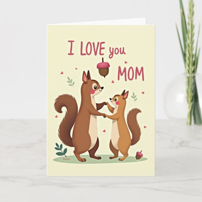 Carte d'art mignonne 'Je t'aime maman' (Devant)