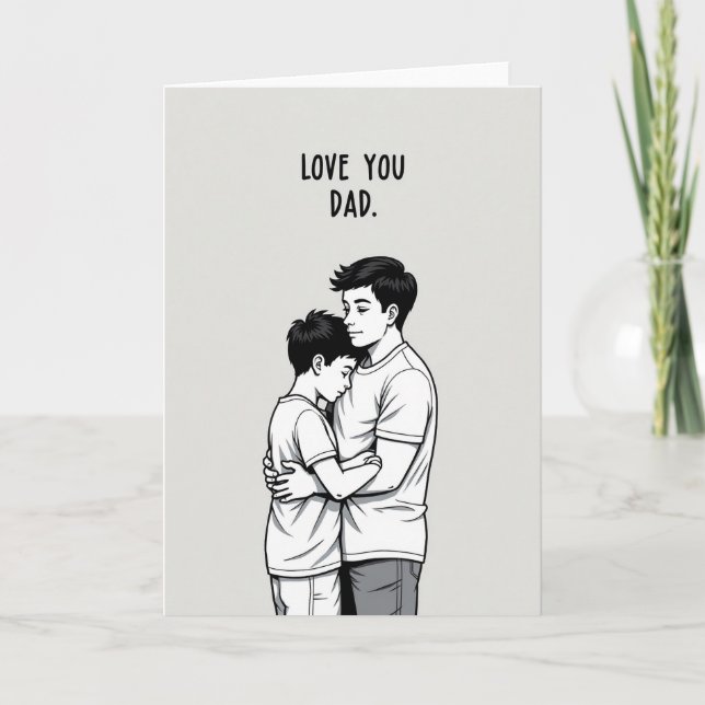 Carte d'art minimaliste « Je t'aime papa » (Devant)