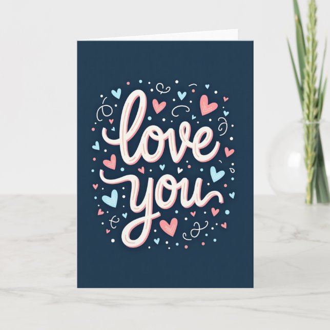 Carte d'art moderne Love You Hearts (Devant)
