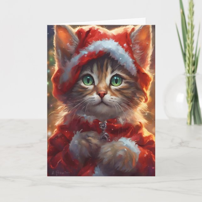 Carte d'art Noël Kitten (Devant)