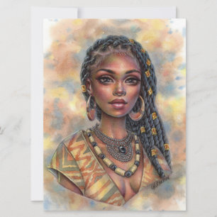 Carte d'art Onyx Black Africa Woman Jewelry Braids