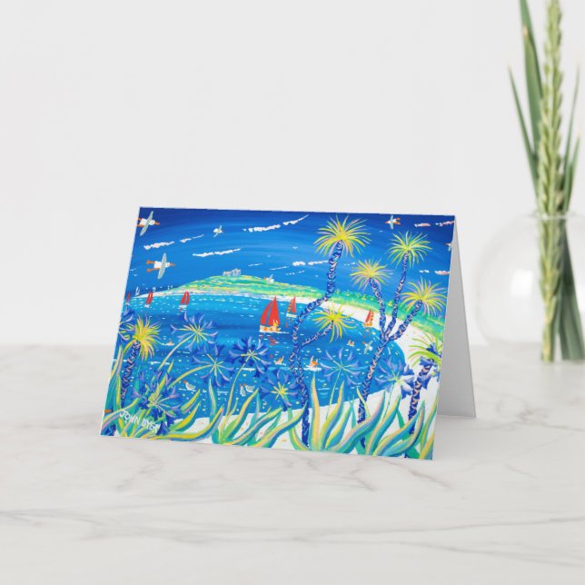 Carte d'art : Paumes et Agapanthus ondulés, Tresco (Devant)