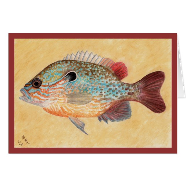 Carte d'art Peinture de poisson de soleil (Devant horizontal)