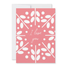 Carte d'art populaire scandinave rose "Je t'aime"