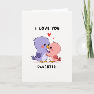 Carte d'art pour fille 'Je t'aime' avec oiseaux