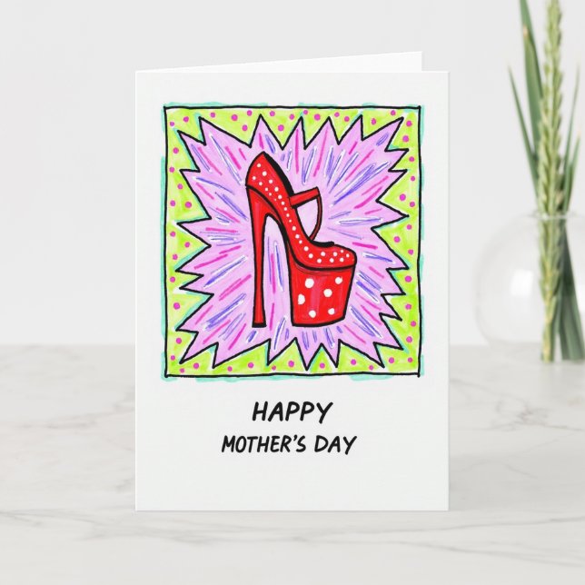 Carte d'art pour la fête des mères de chaussure ré (Devant)