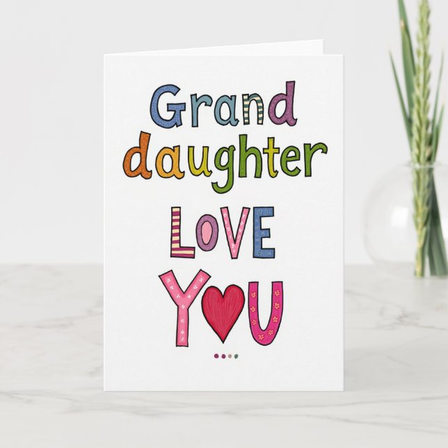 Carte d'art pour petite-fille Je t'aime (Devant)