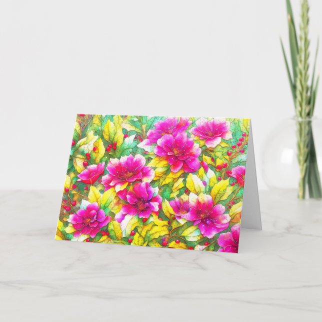 Carte d'art rose Fête de Noël (Devant)