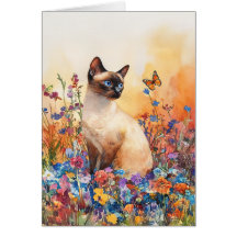 Carte d'art Siamese Cat 1 - 5" x 7"