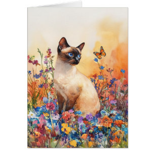 Carte d'art Siamese Cat 1 - 5" x 7"
