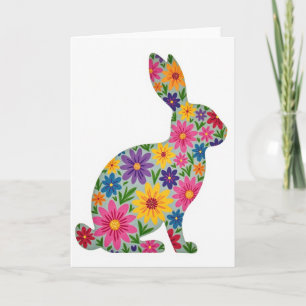 Carte d'art silhouette de lapin floral