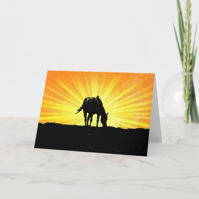 Carte d'art Silhouette du Cheval du Soleil (Devant)