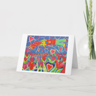 Carte d'art : Tentation dans les Tulipes. Saint Va