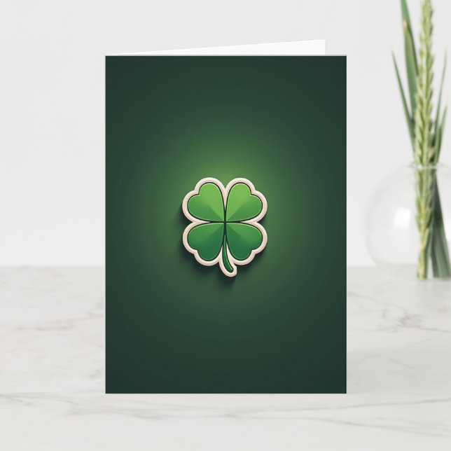 Carte d'art verte Trèfle Chanceux (Devant)