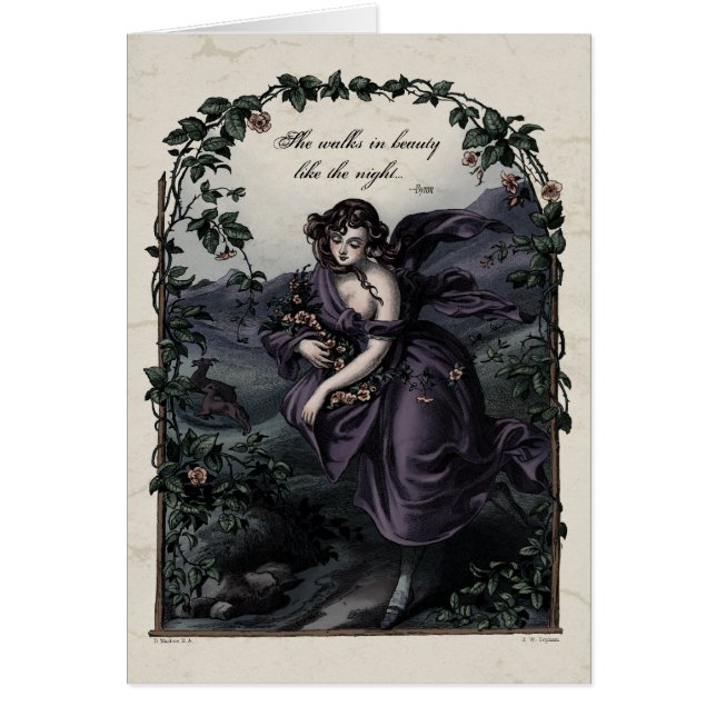 Carte d'art victorienne Byron "She Walk in Beauty" (Devant)