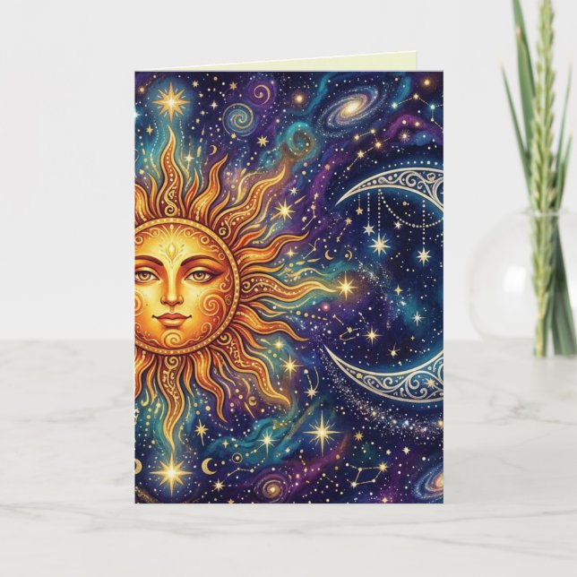 Carte d'art vierge Lune et Soleil mystiques (Devant)