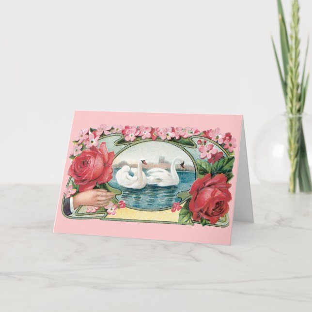Carte d'art vierge Rose et Swan (Devant)